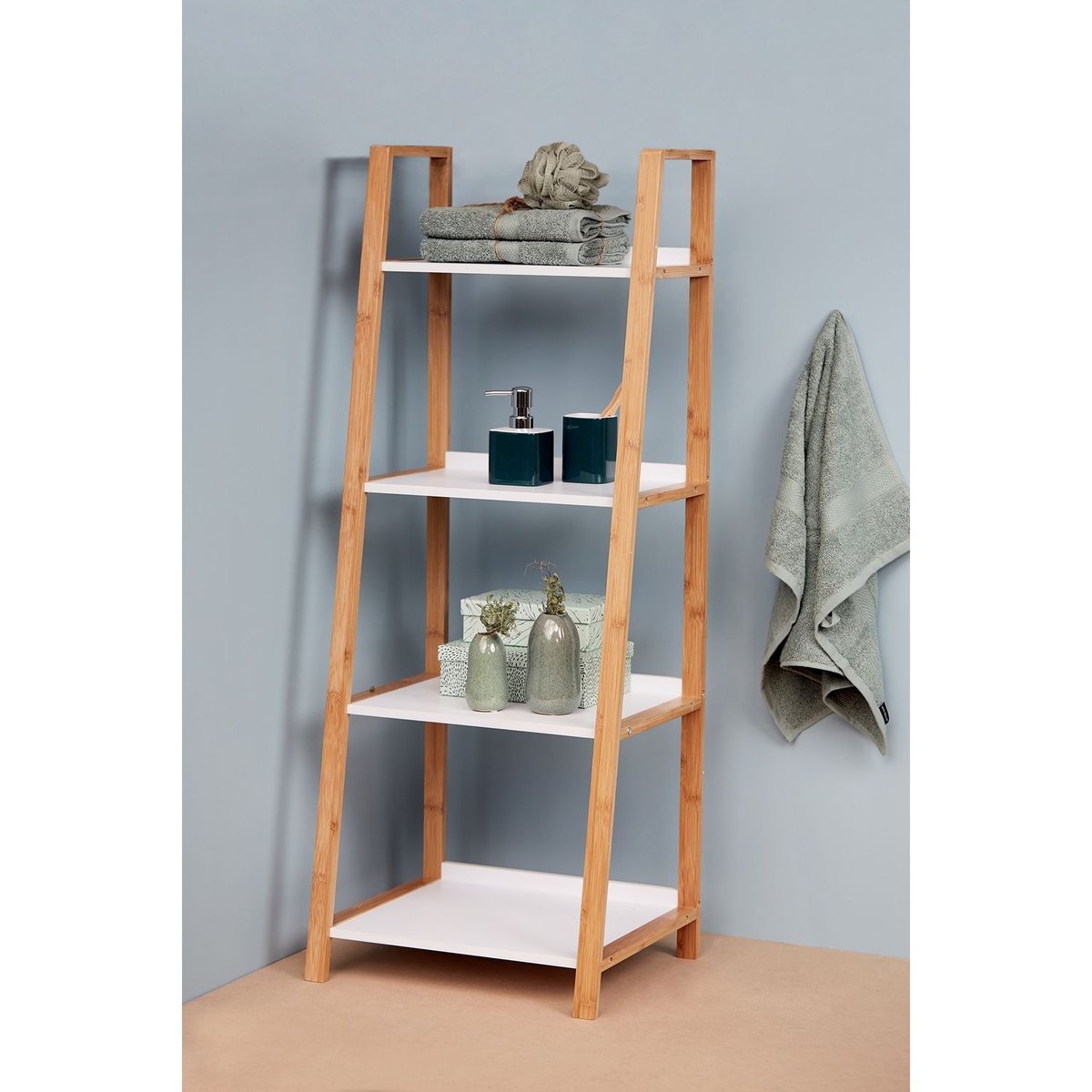 Etagère De Salle De Bain En Bambou Finja blanc, WENKO