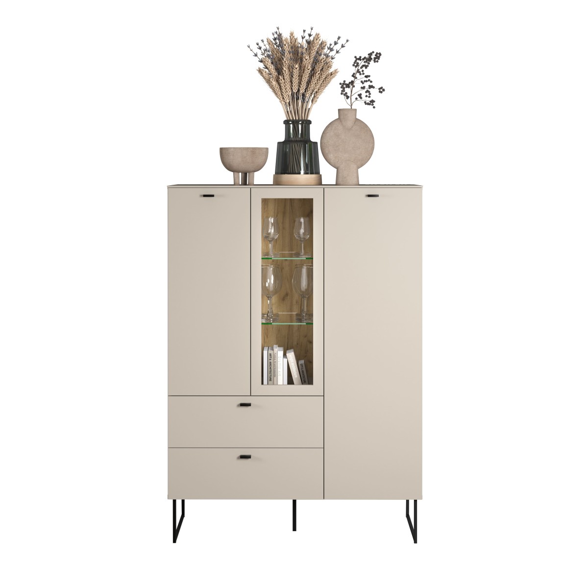 Buffet haut 2 portes, 2 tiroirs - VELA cashmere, CALICOSY