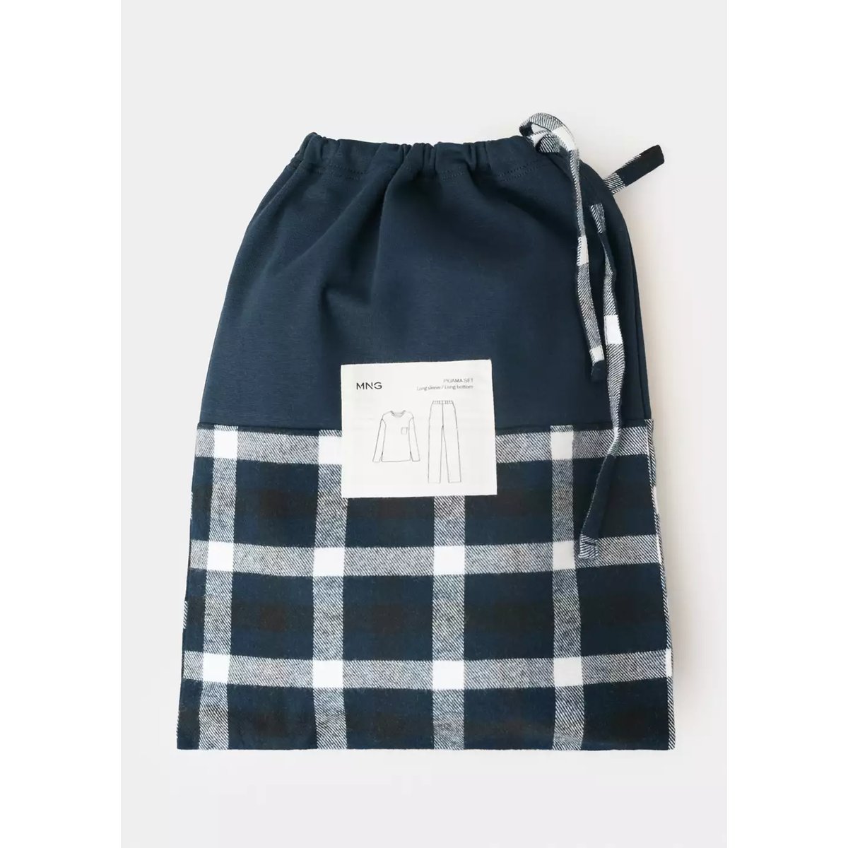 Pack pyjama coton carreaux bleu marine, MANGO MAN
