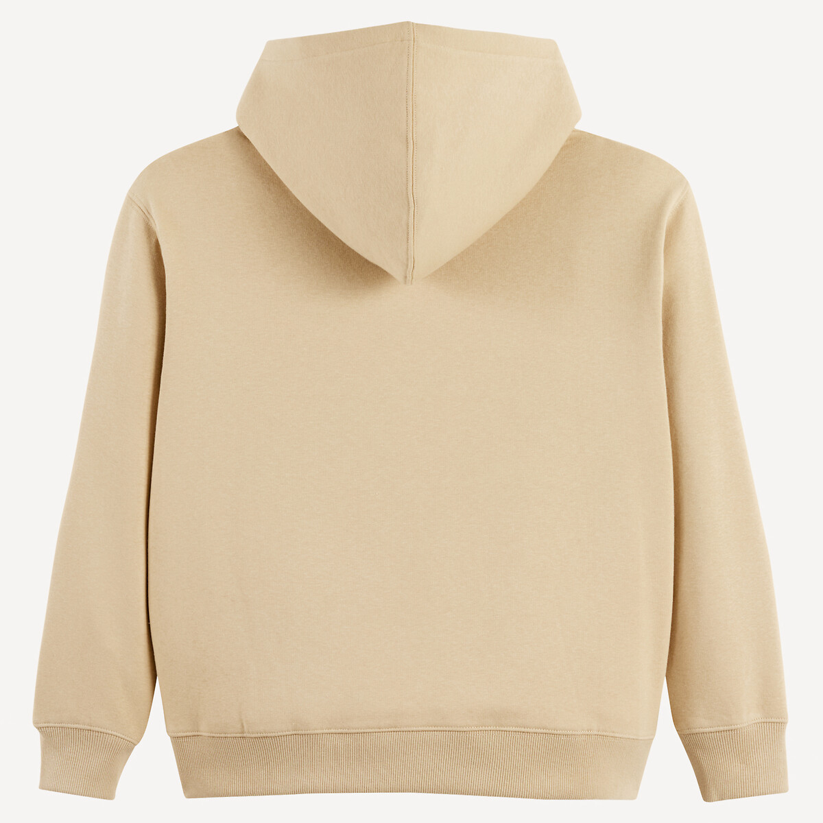 Fleece Hoodie with Slogan beige, LA REDOUTE COLLECTIONS
