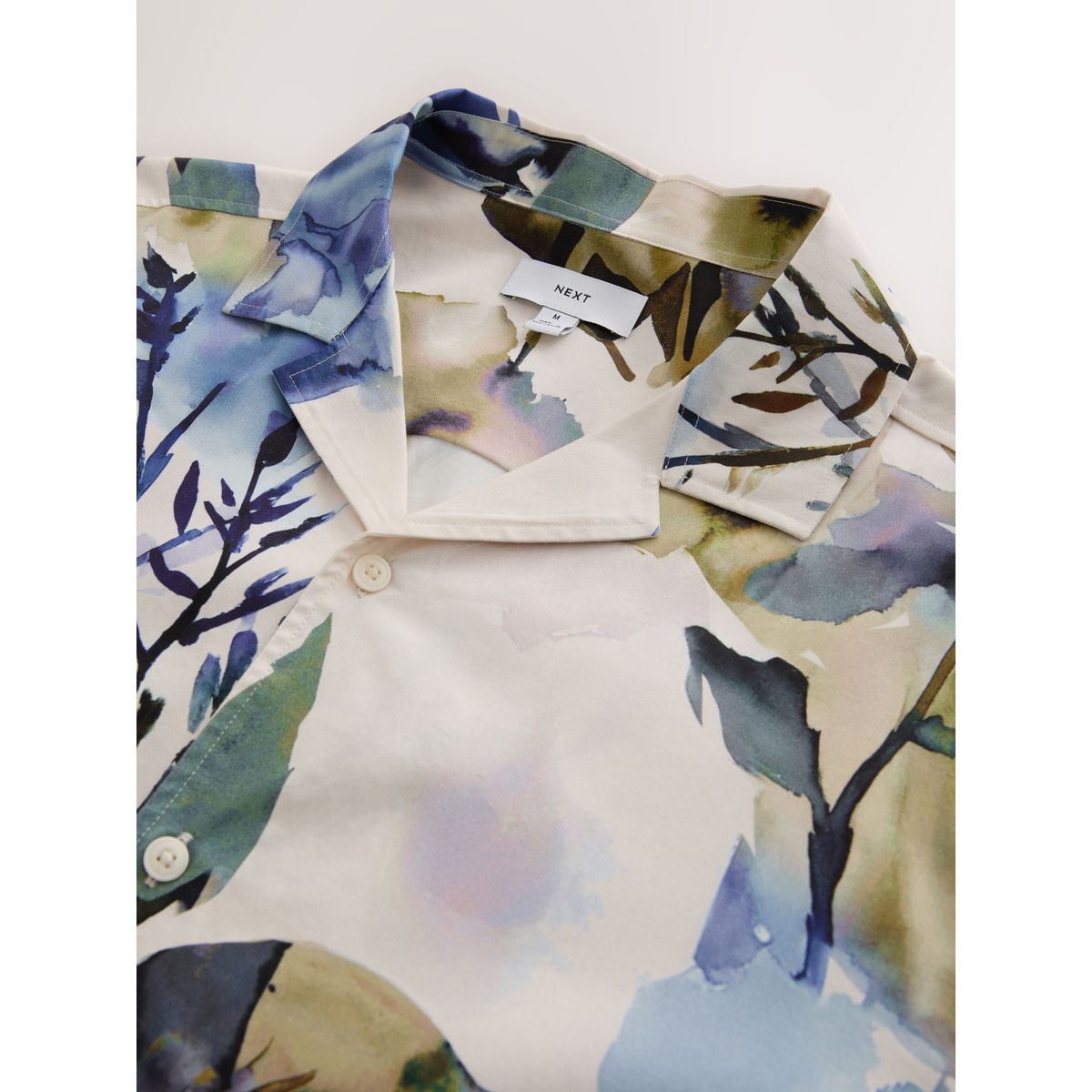 Chemise manches courtes à imprimé floral aquarelle bleu, NEXT