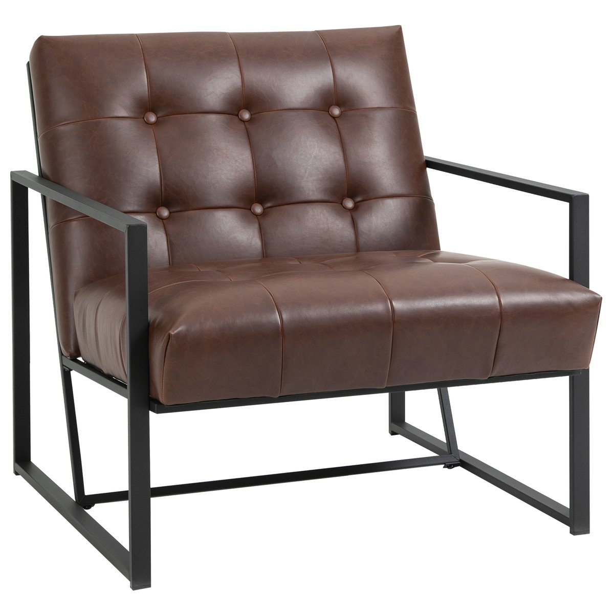 Accent Chair simili cuir Marron chocolat, HOMCOM