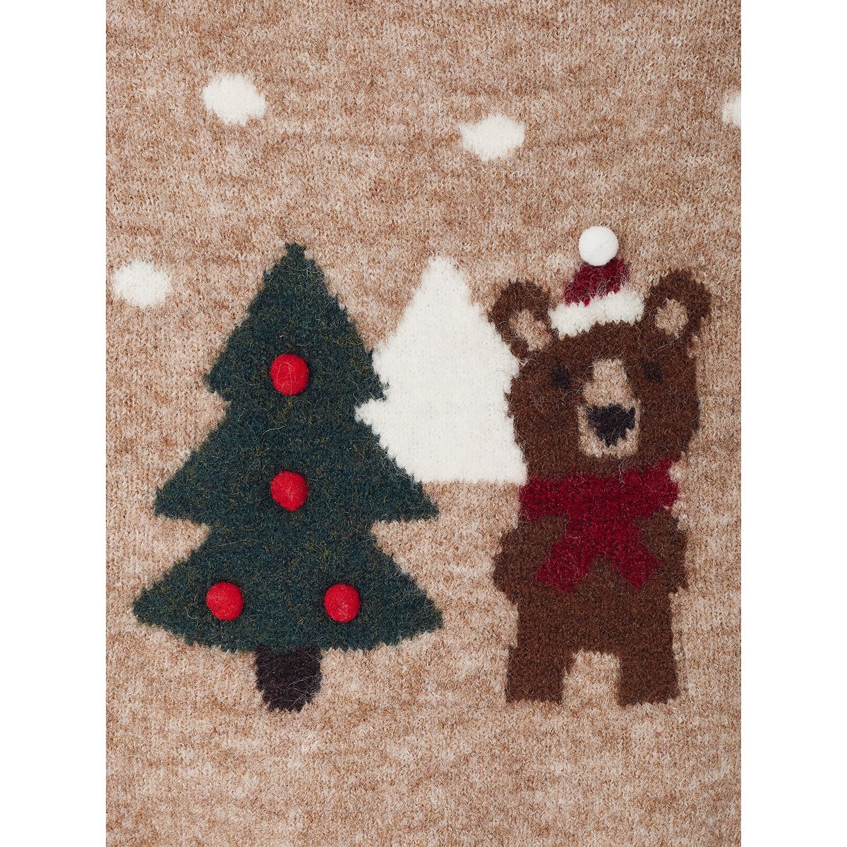 Pull Noël manches longues beige chiné, VERTBAUDET