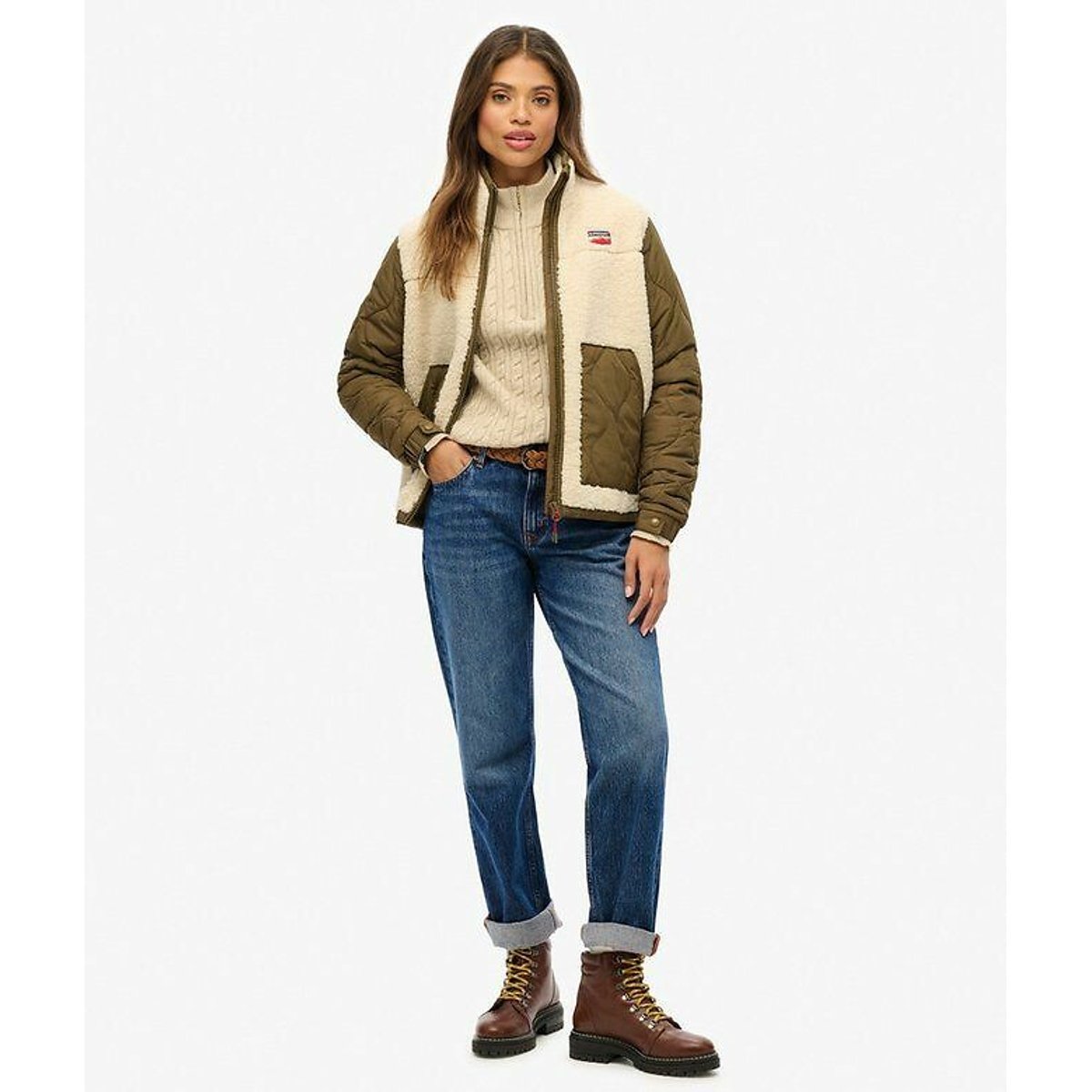 Veste polaire beige/kaki, SUPERDRY