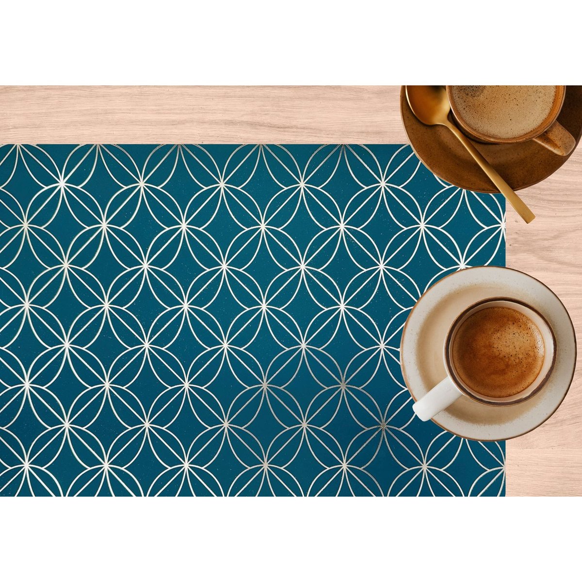 Lot de 2 sets de table motif géométrique avec encre métallique OTTO or, TOILINUX