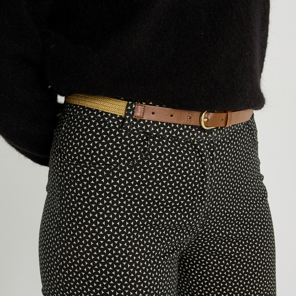 Pantalon chino imprimé noir, GRAIN DE MALICE