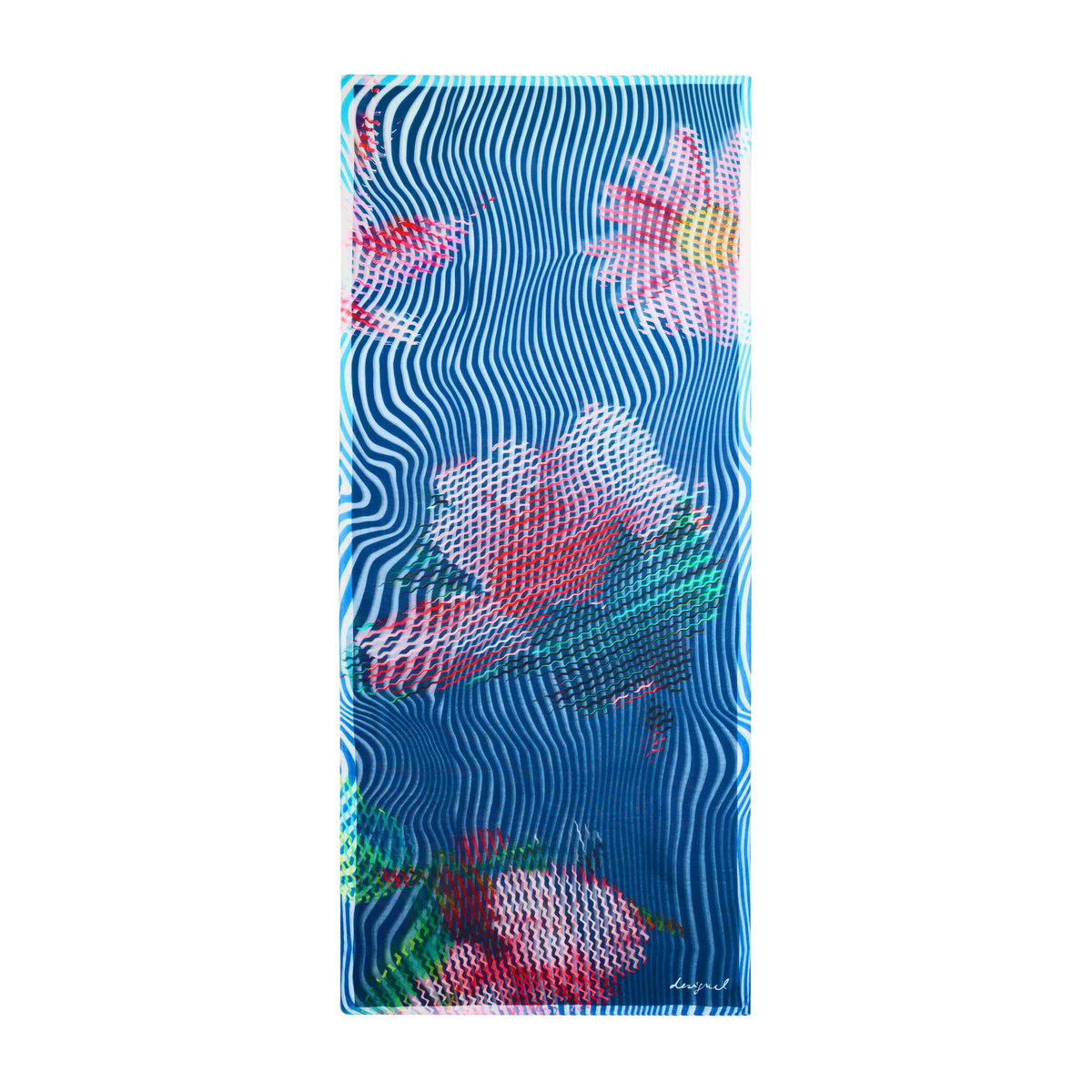 Foulard rectangulaire à fleurs bleu, DESIGUAL