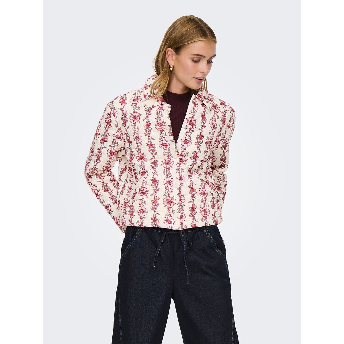 Gewatteerd jasje met bloemmotief bloemenprint, ONLY