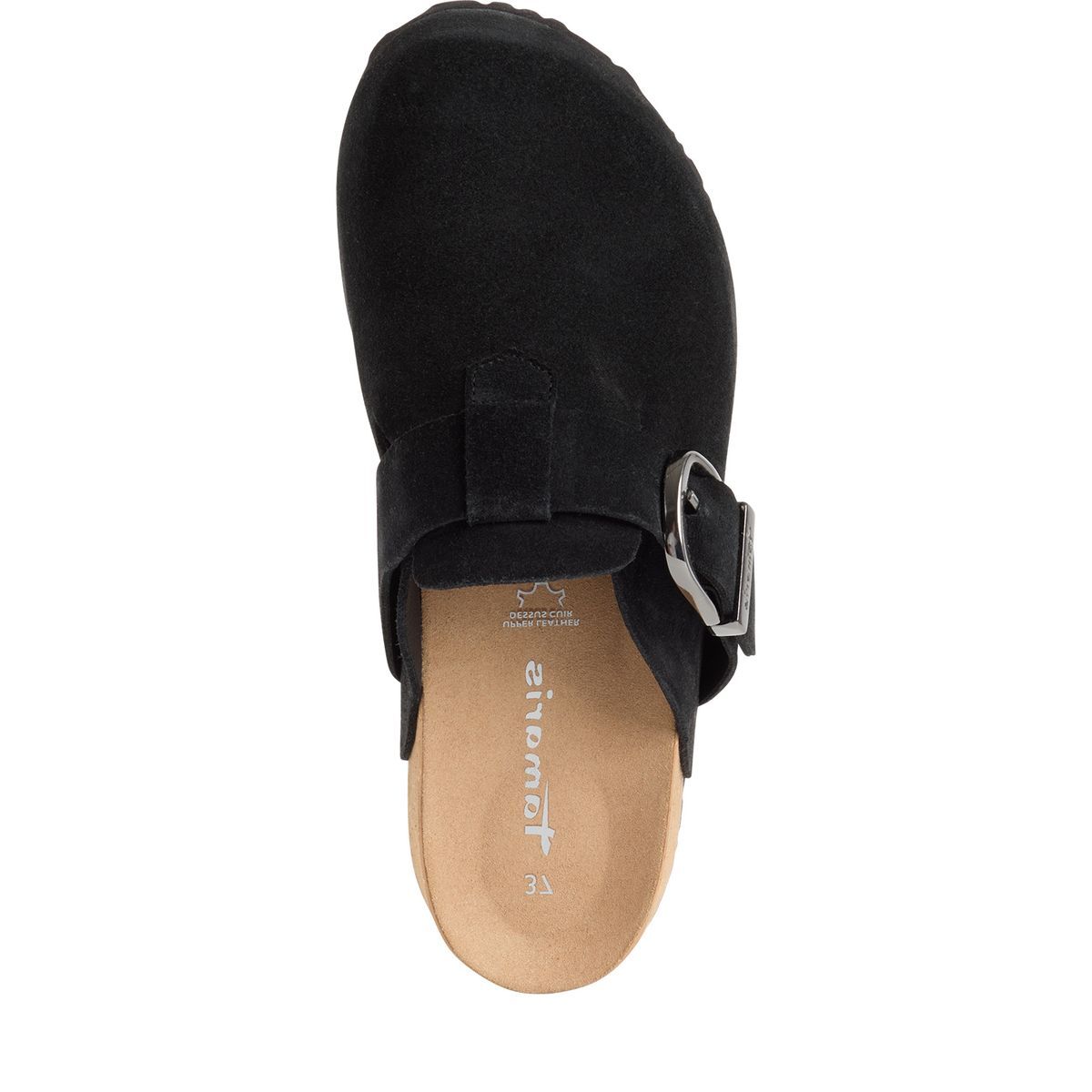 Mule en cuir noir, TAMARIS