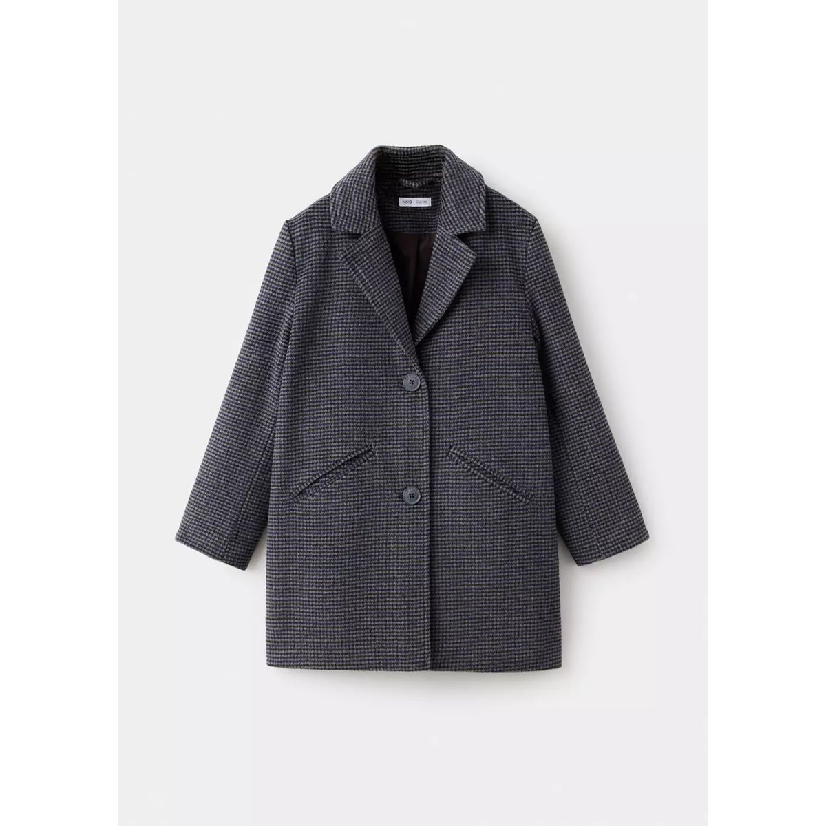Manteau long pied-de-poule chocolat, MANGO KIDS