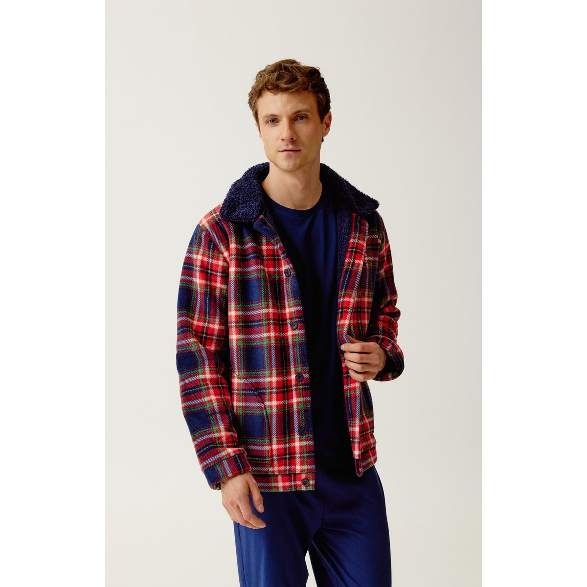 Veste en polaire à carreaux Léon marine, ARTHUR
