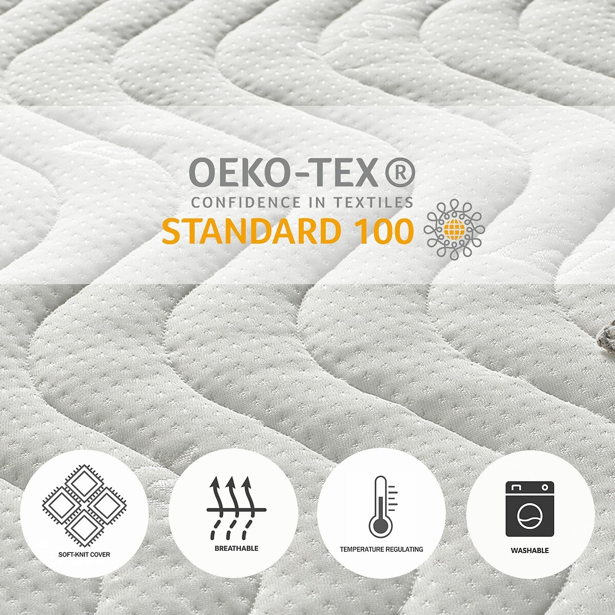 Kids Memory Mattress with Triple Foam Layers with OEKO-TEX Fabric white, ASPIRE