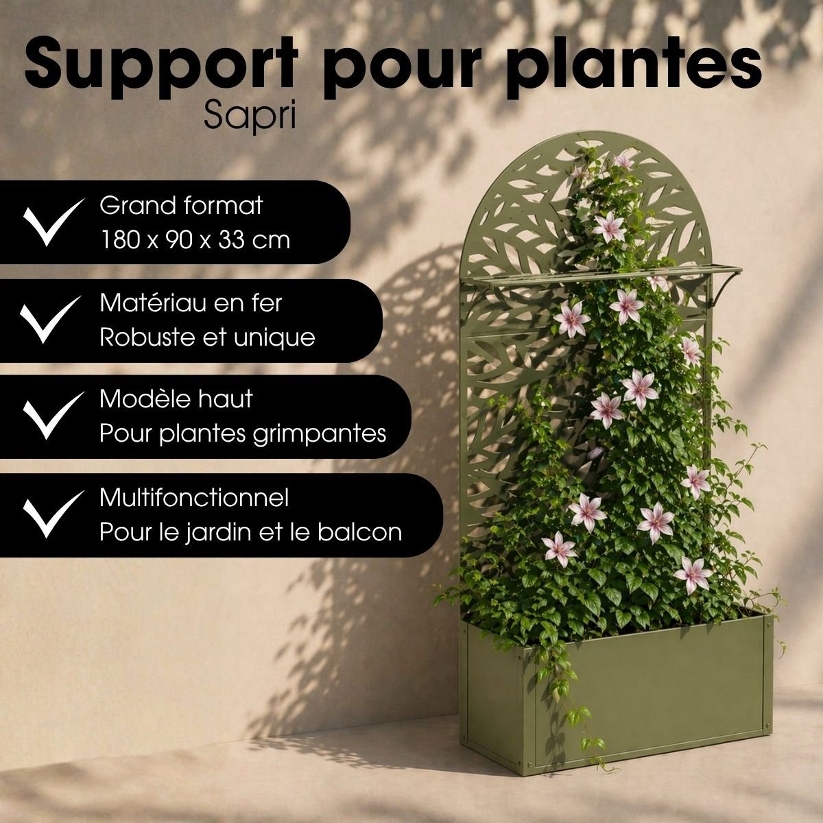 Support pour plantes SAPRI vert, MICA DECORATIONS