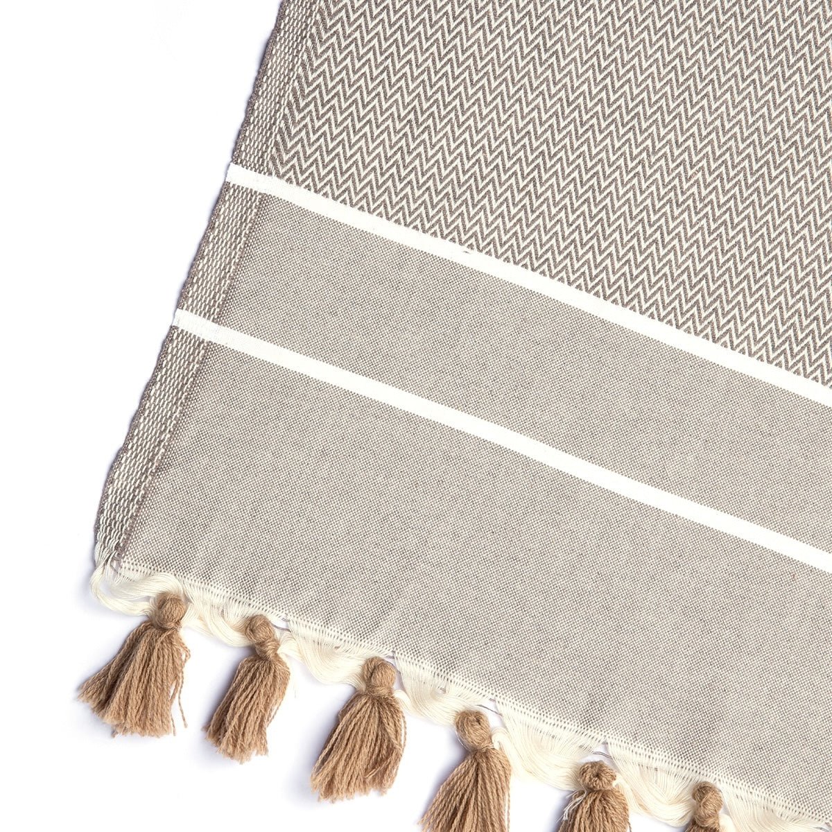 Plaid coton STOCKHOLM taupe, FEBRONIE
