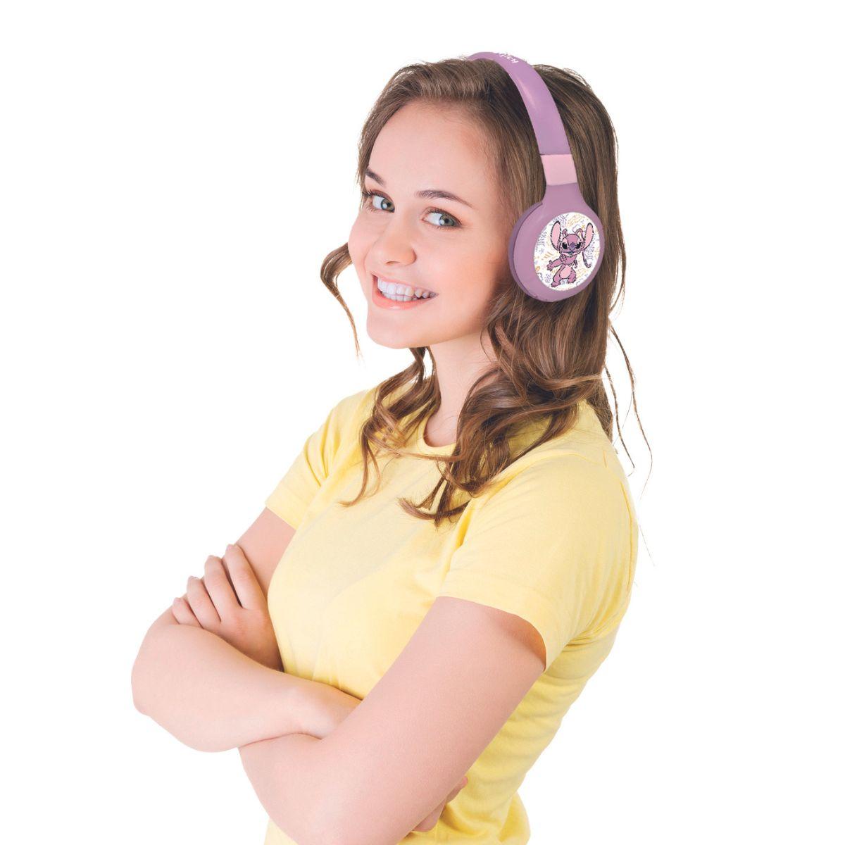Casque 2 en 1 Bluetooth® et Filaire confortable et pliable Angel rose, LEXIBOOK