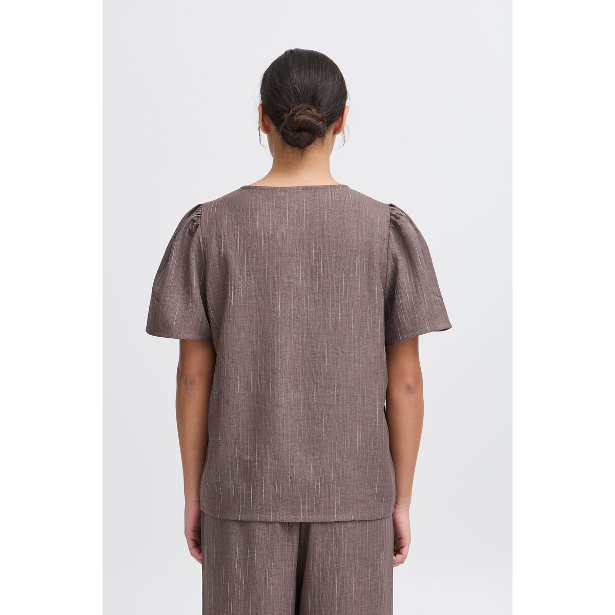 T-shirt beige teak w. pinst., ICHI