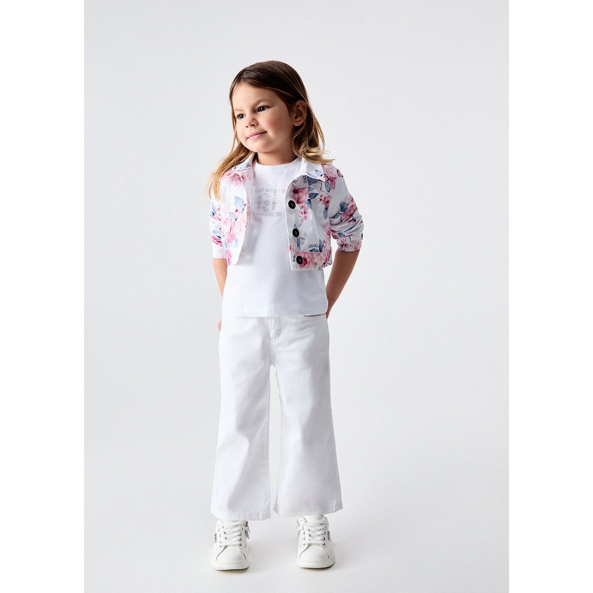 Blouson en coutil imprimé blanc à fleurs, LIU JO