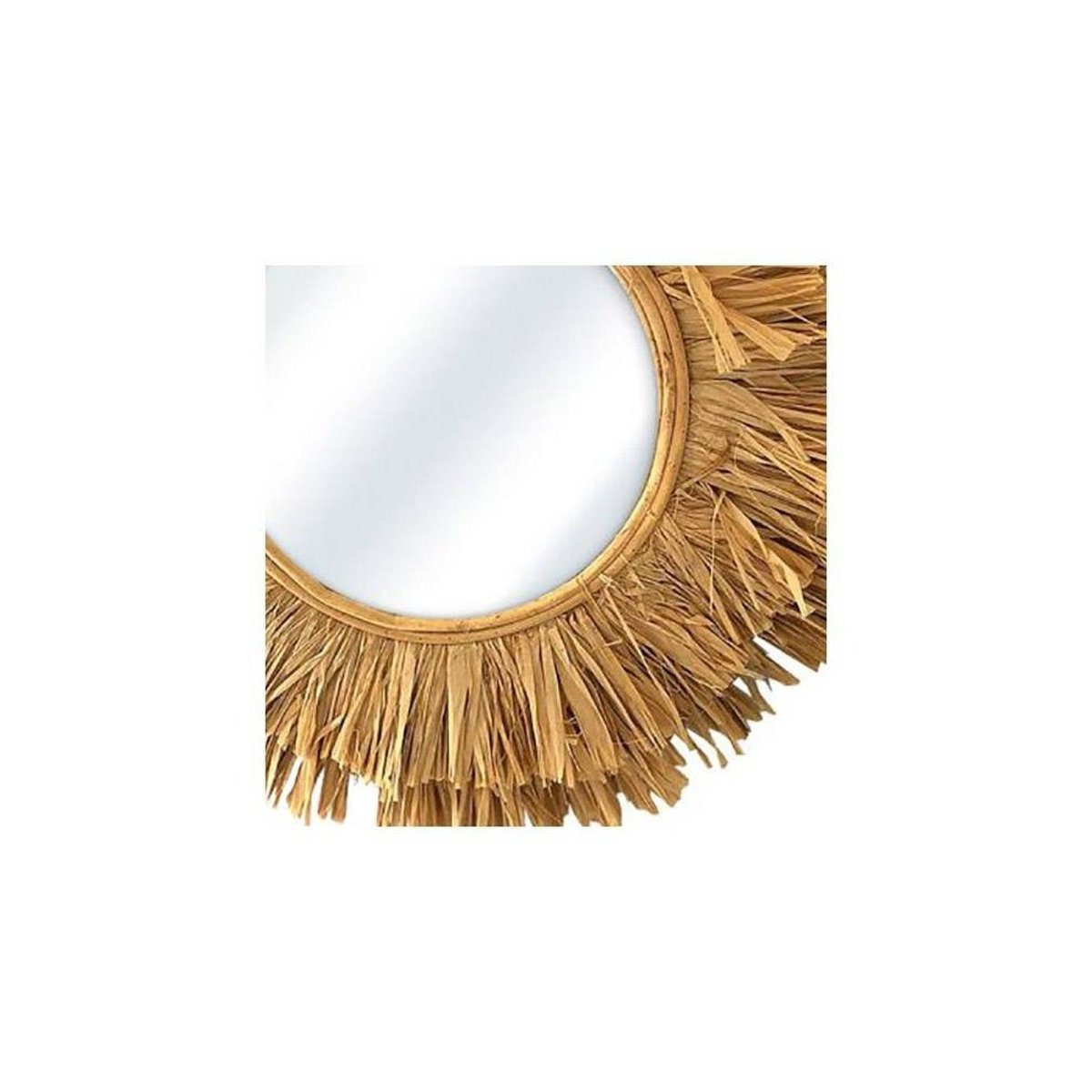 Miroir rond raphia D48 beige, DECORATIE
