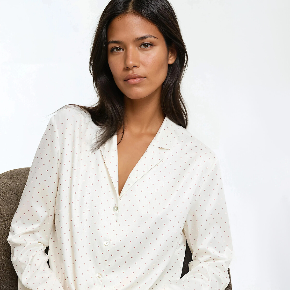 Polka Dot Satin Pyjamas ecru polka dots, LA REDOUTE COLLECTIONS