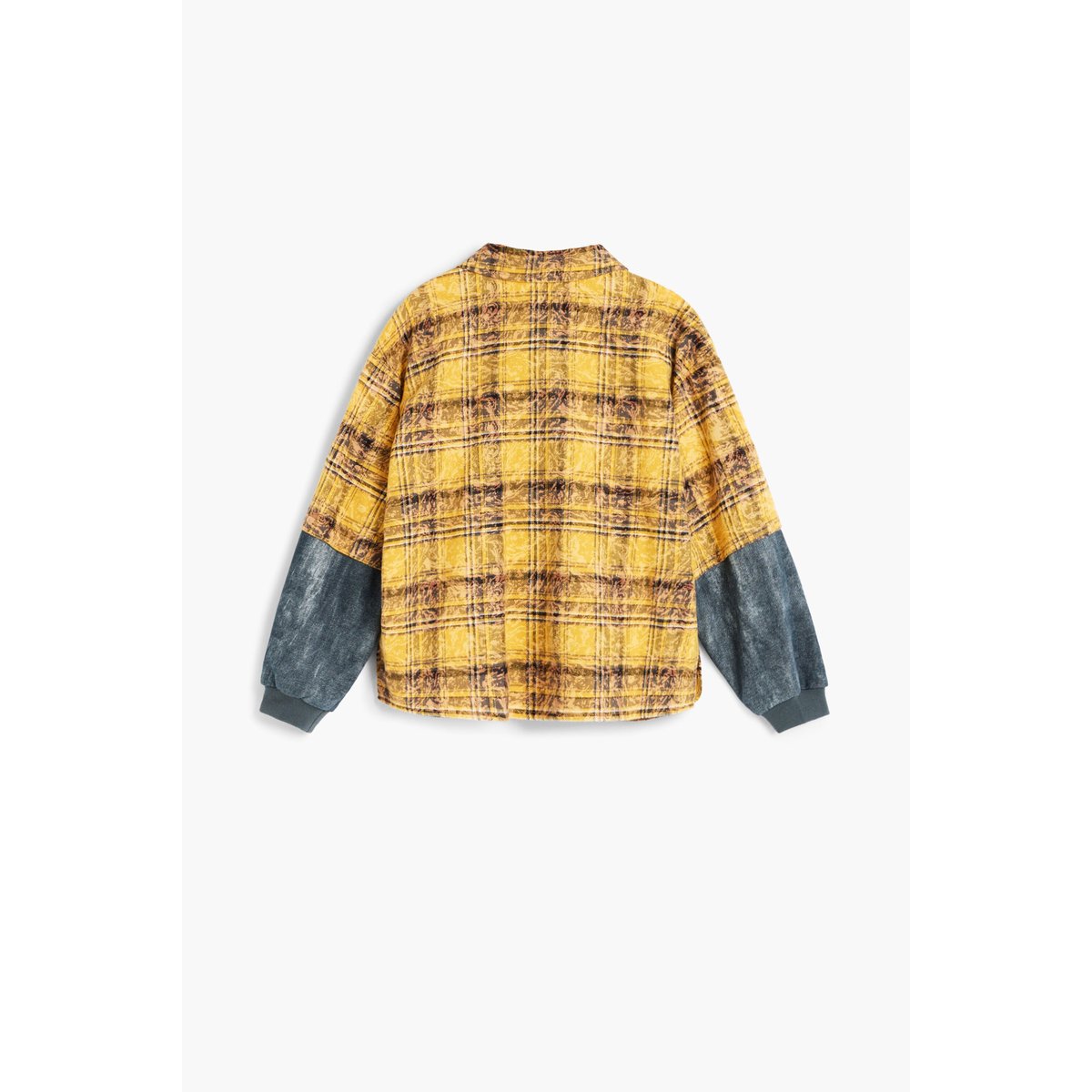 Chemise à carreaux manches contrastées jaune, DESIGUAL