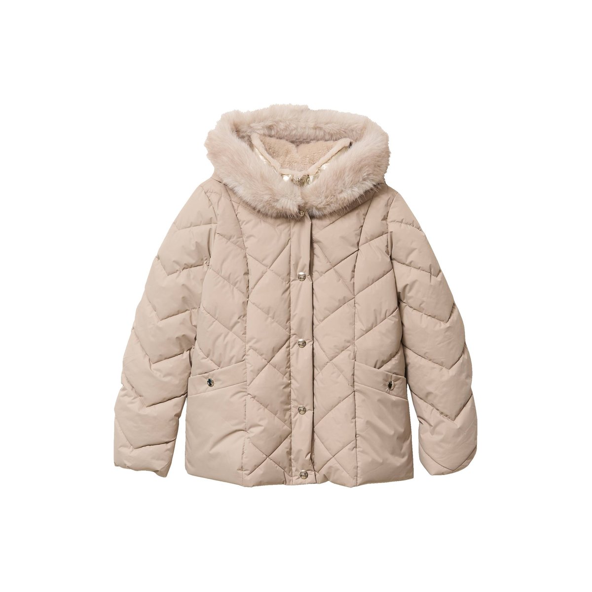 Doudoune ajustée à capuche doublée beige, BREAL