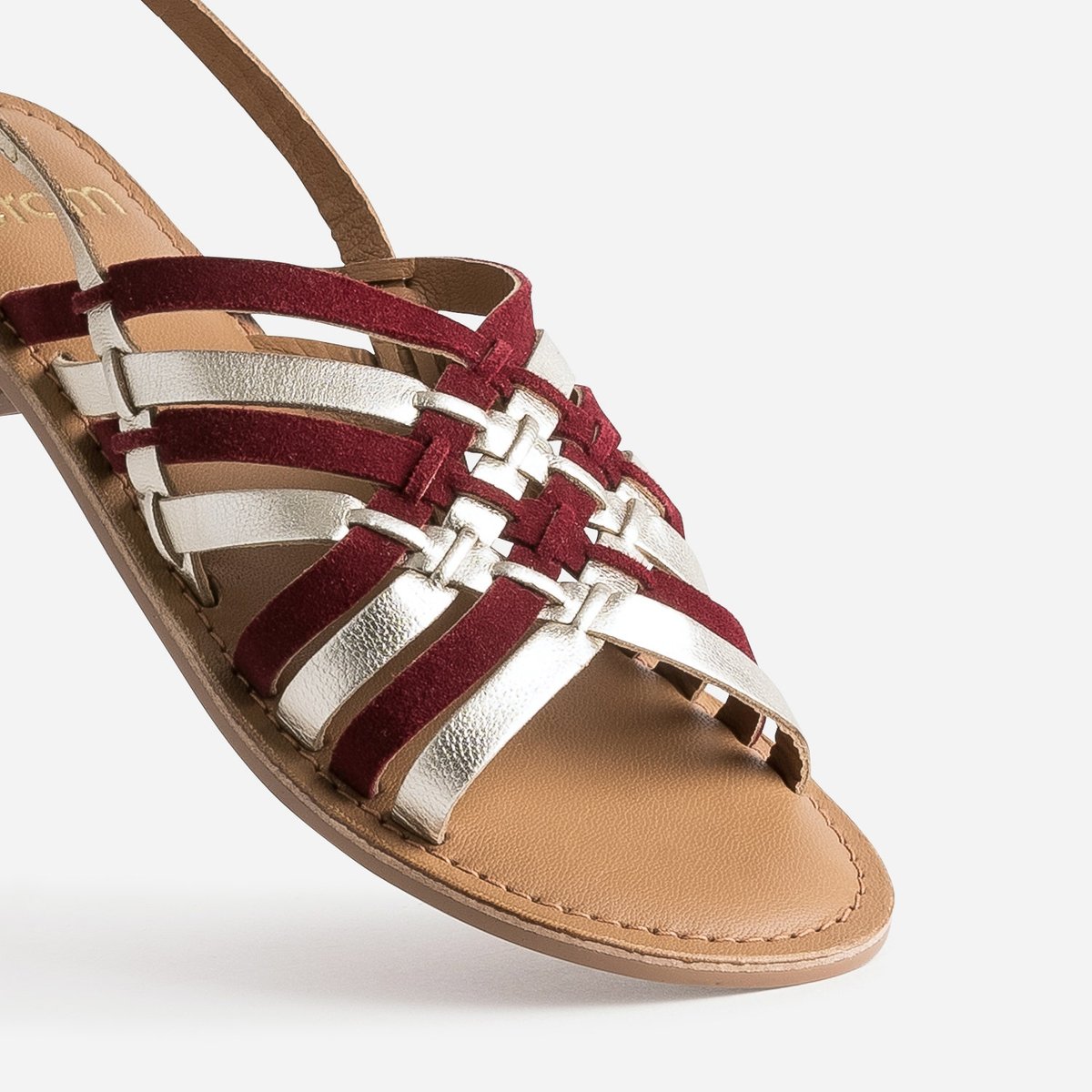 Sandale Plate en cuir NINON dore, ERAM