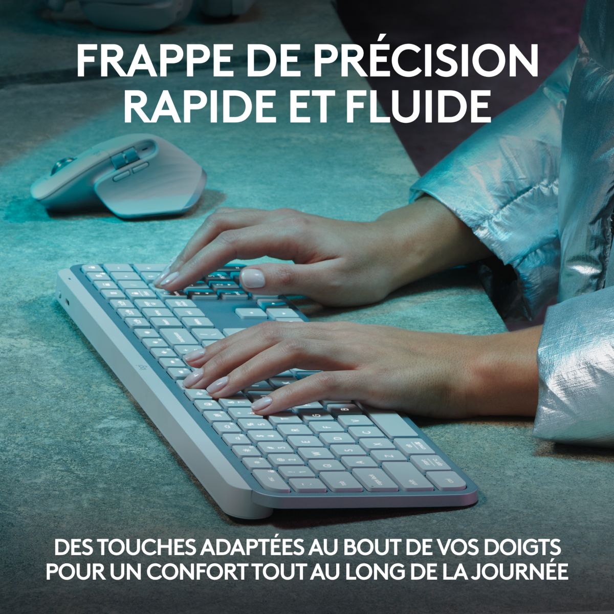 Clavier sans fil MX Keys S Silencieux Pale Grey couleur unique, LOGITECH