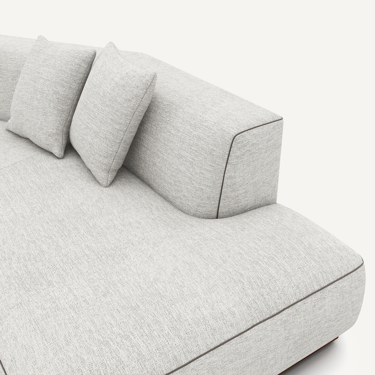 Canapé d'angle gauche ouvert avec repose-pieds en toile jaspée, JACOPO gris/blanc, AM.PM
