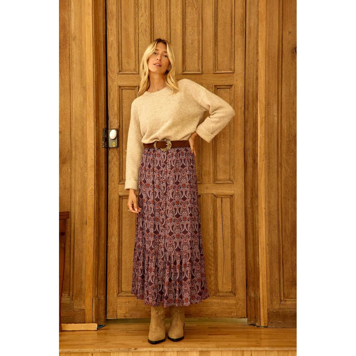 Jeanny Paisley Print Maxi Skirt purple print, LA PETITE ETOILE