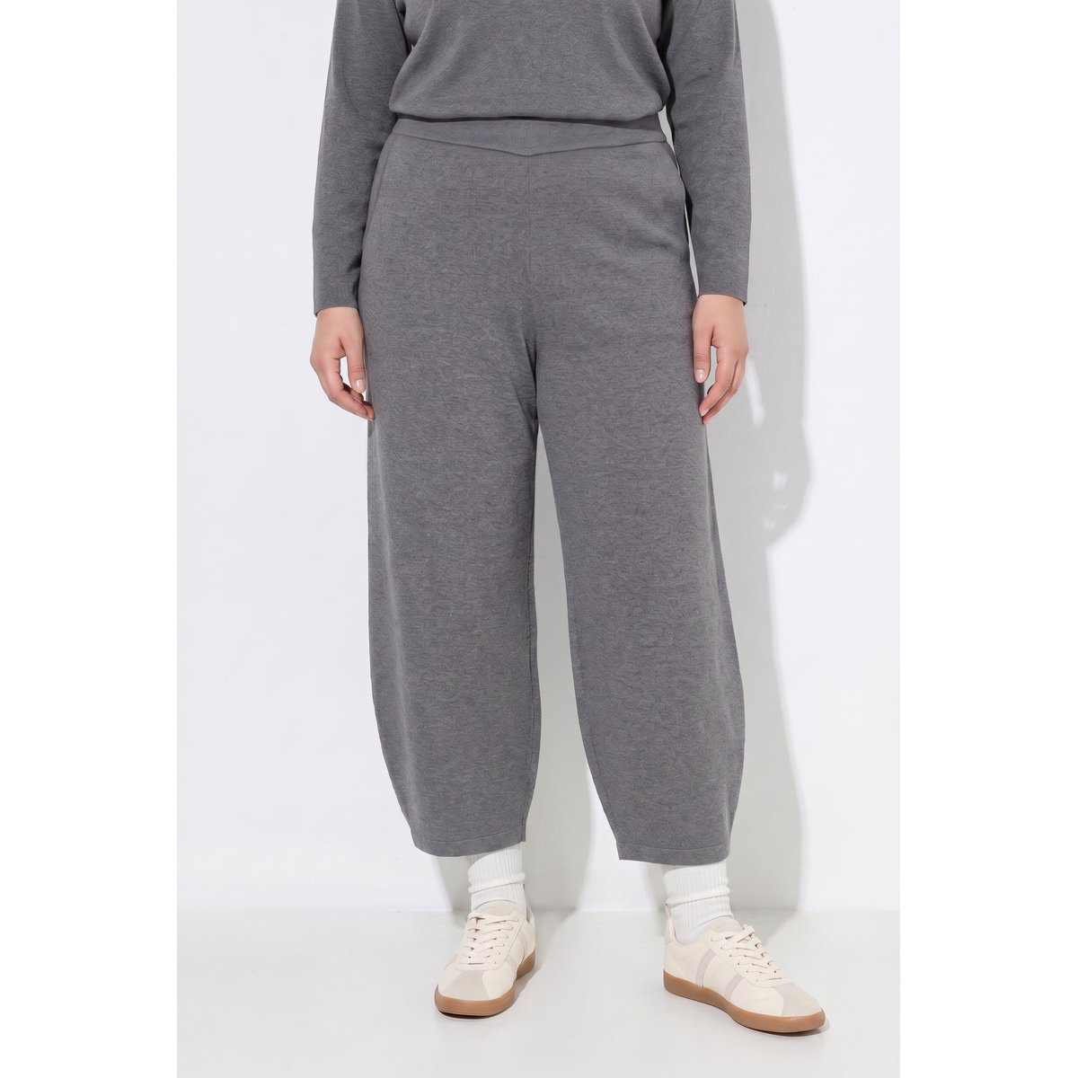 Pantalon en maille Milano, coton bio chiné anthracite, ULLA POPKEN