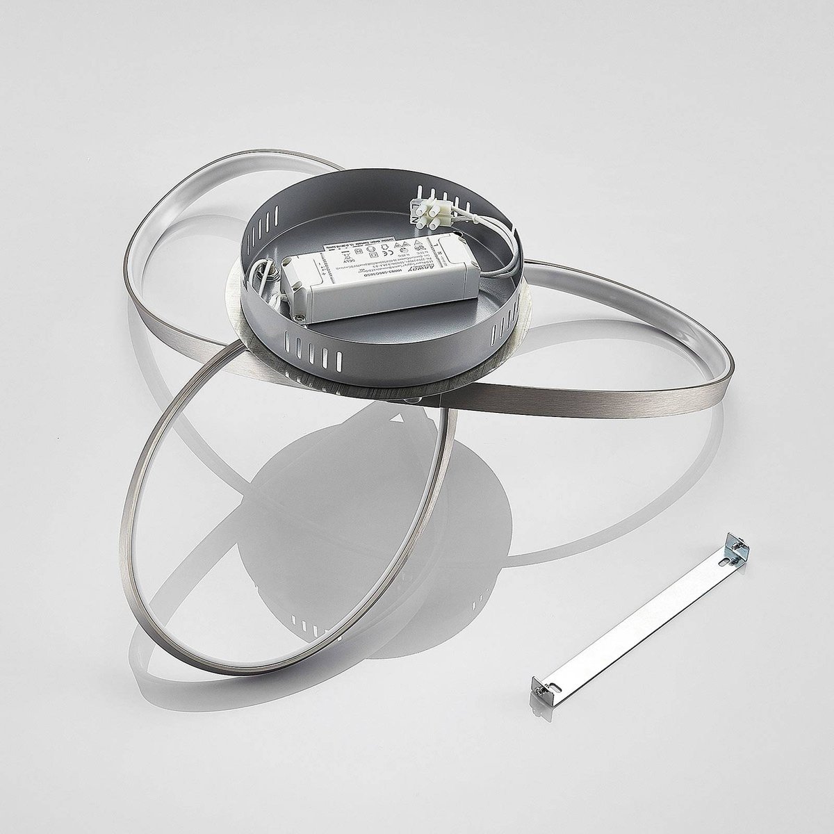 Plafonnier en aluminium moderneLED, Saliha nickel mat, blanc, LINDBY