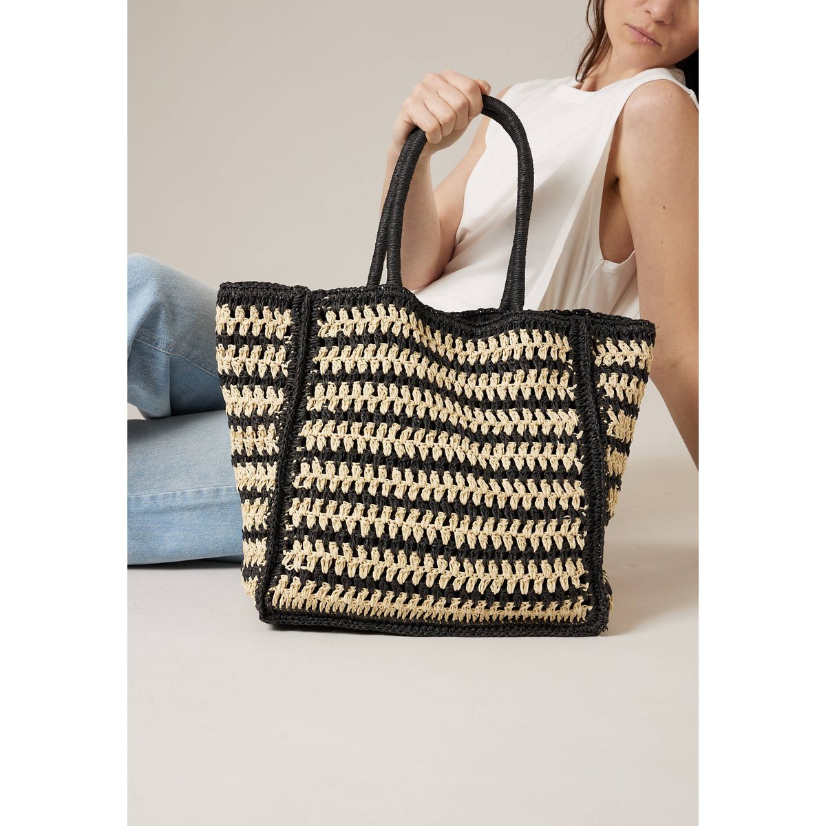 Sac femme en 100% papier tissé CELIJA black, DEELUXE
