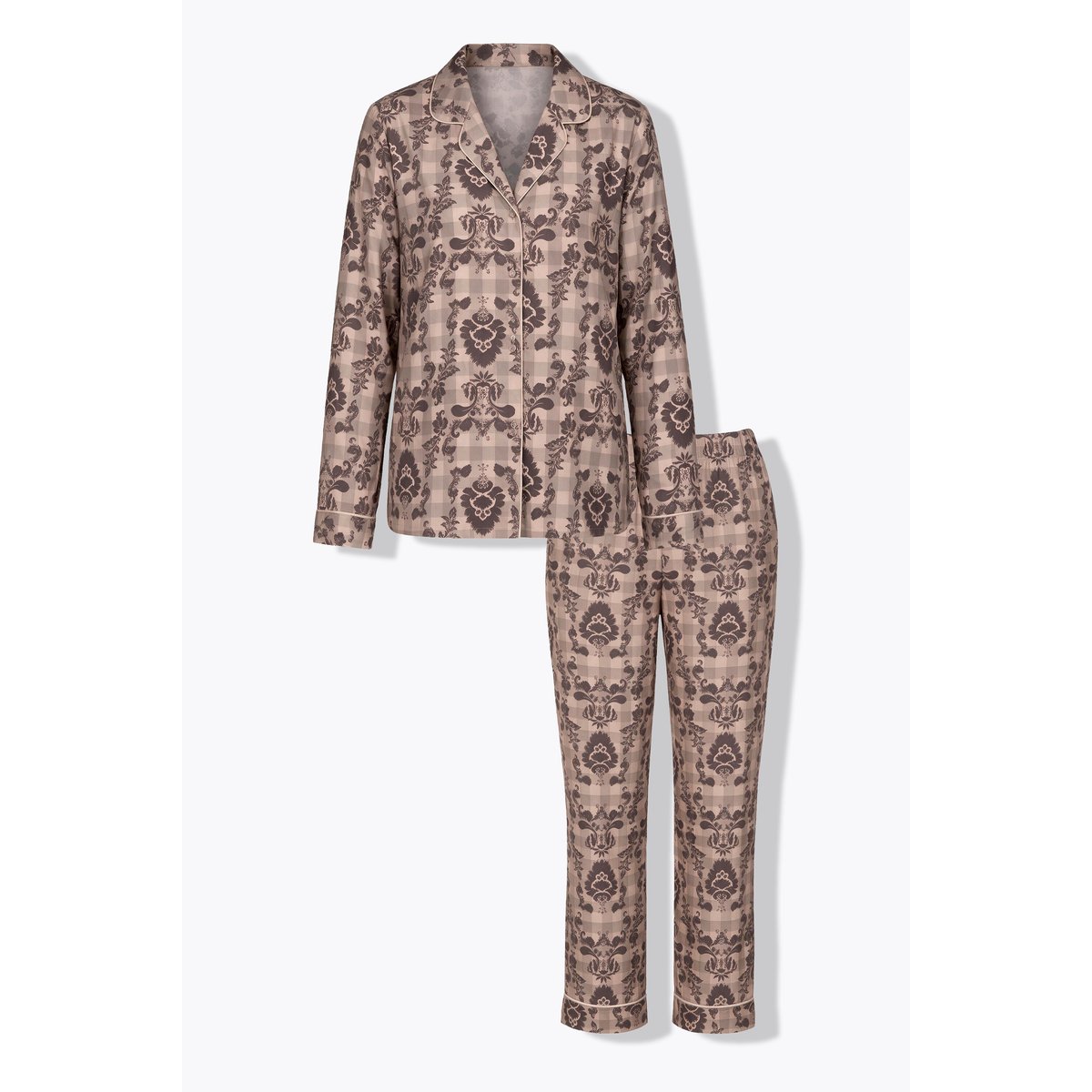 Pyjama, carreaux / motifs marron pin, ULLA POPKEN