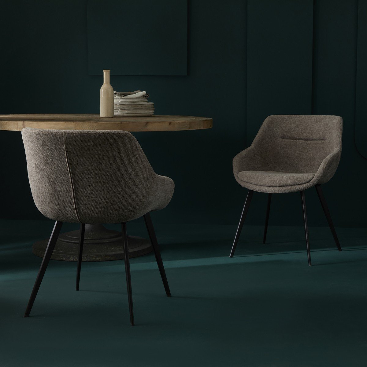 Lot de 6 fauteuils bridge en tissu COLOMBE marron, SIGNATURE