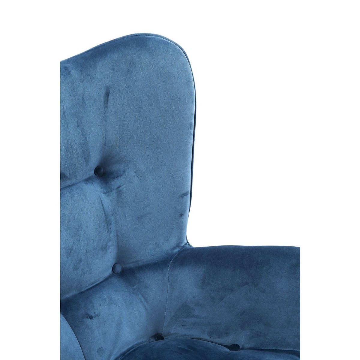 Fauteuil capitonné en velours et hêtre, VICKY bleu pétrole, KARE DESIGN