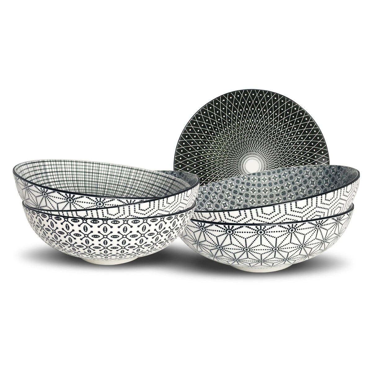 Lot de 6 assiettes creuses, KOMAE noir, ARTIME