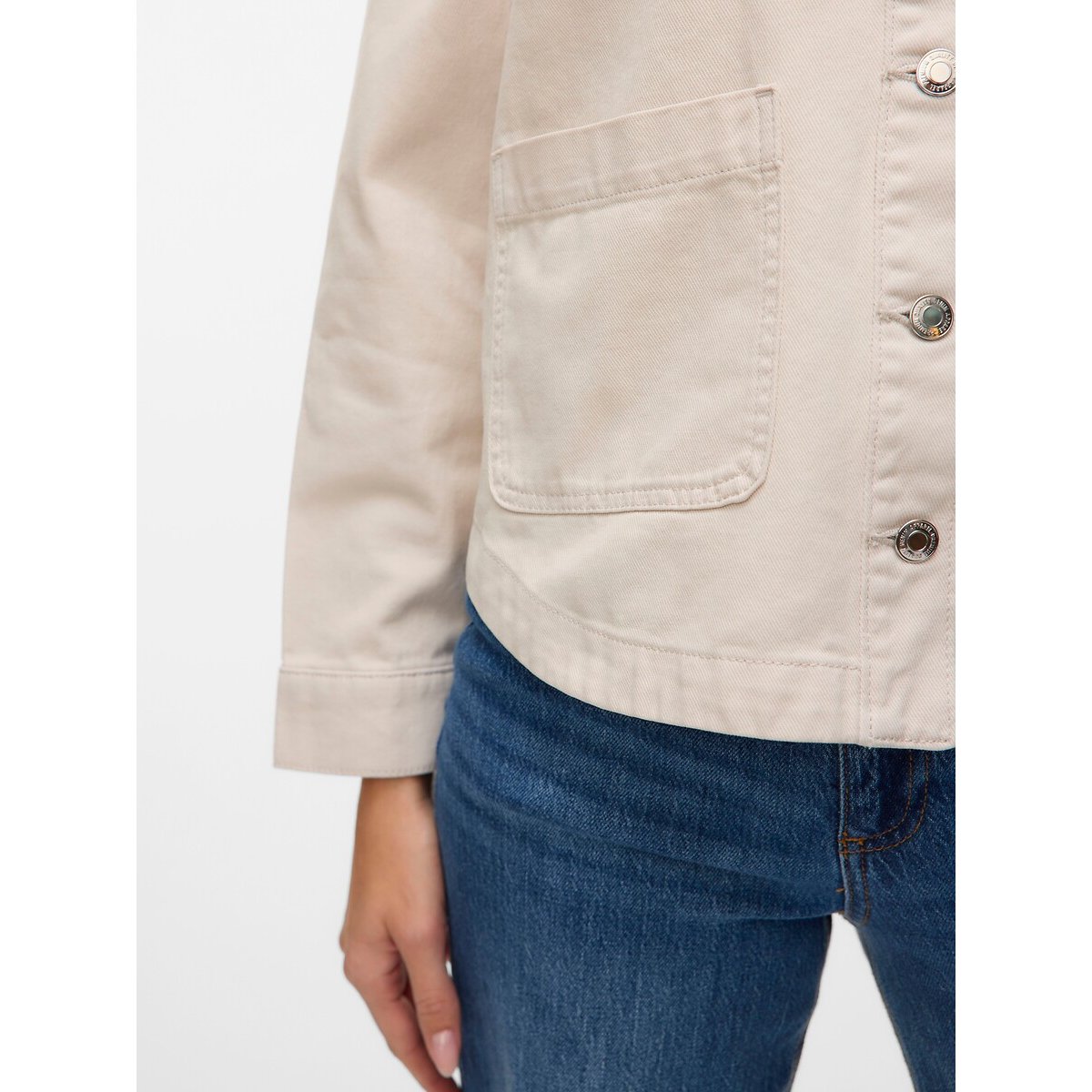 Geknöpfte Jeansjacke mit Taschen, Polokragen ecru, VERO MODA