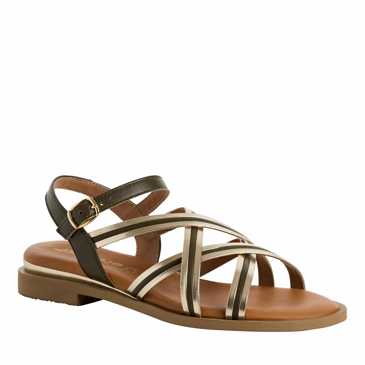 Flat Multi-Strap Sandals khaki, TAMARIS