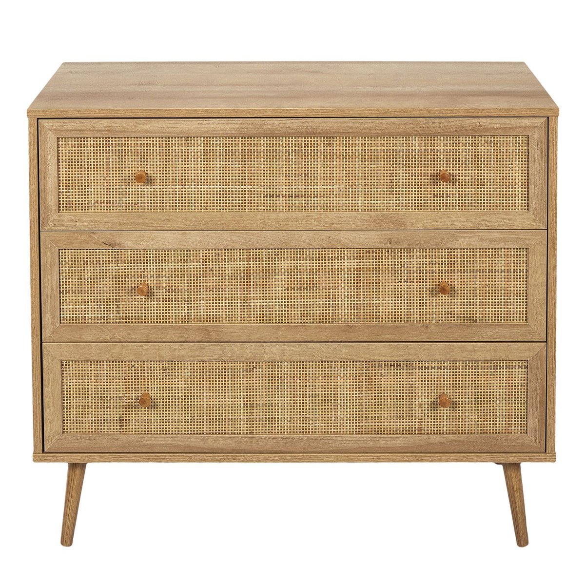 Commode 3 tiroirs en cannage BALI marron, TOILINUX