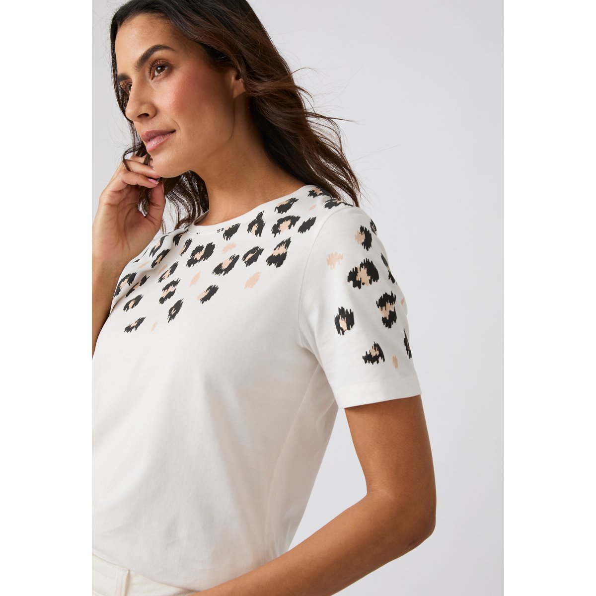 T-shirt imprimé reliefé blanc cassé, DAMART