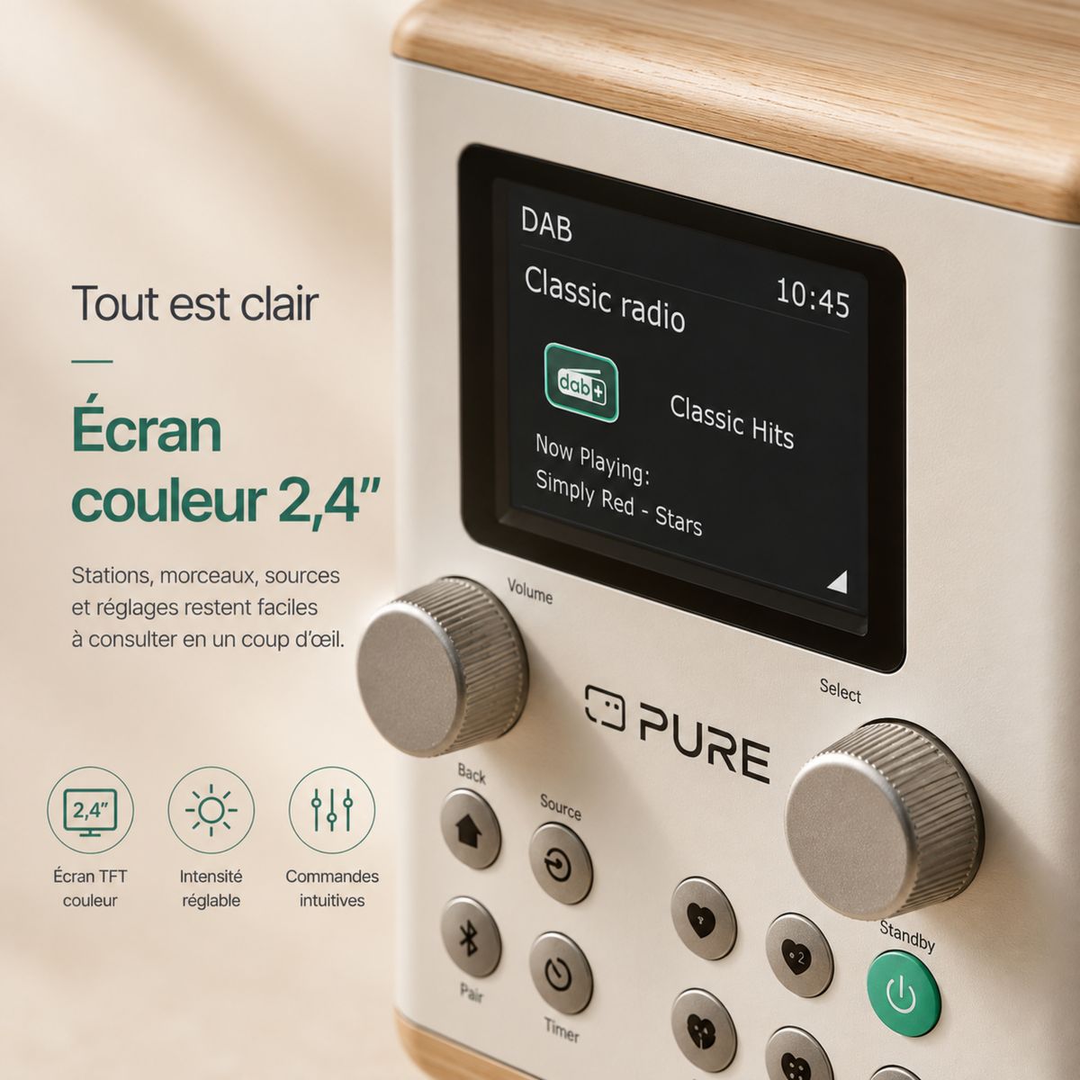 Radio DAB Classic H4 Cotton White coton blanc, PURE