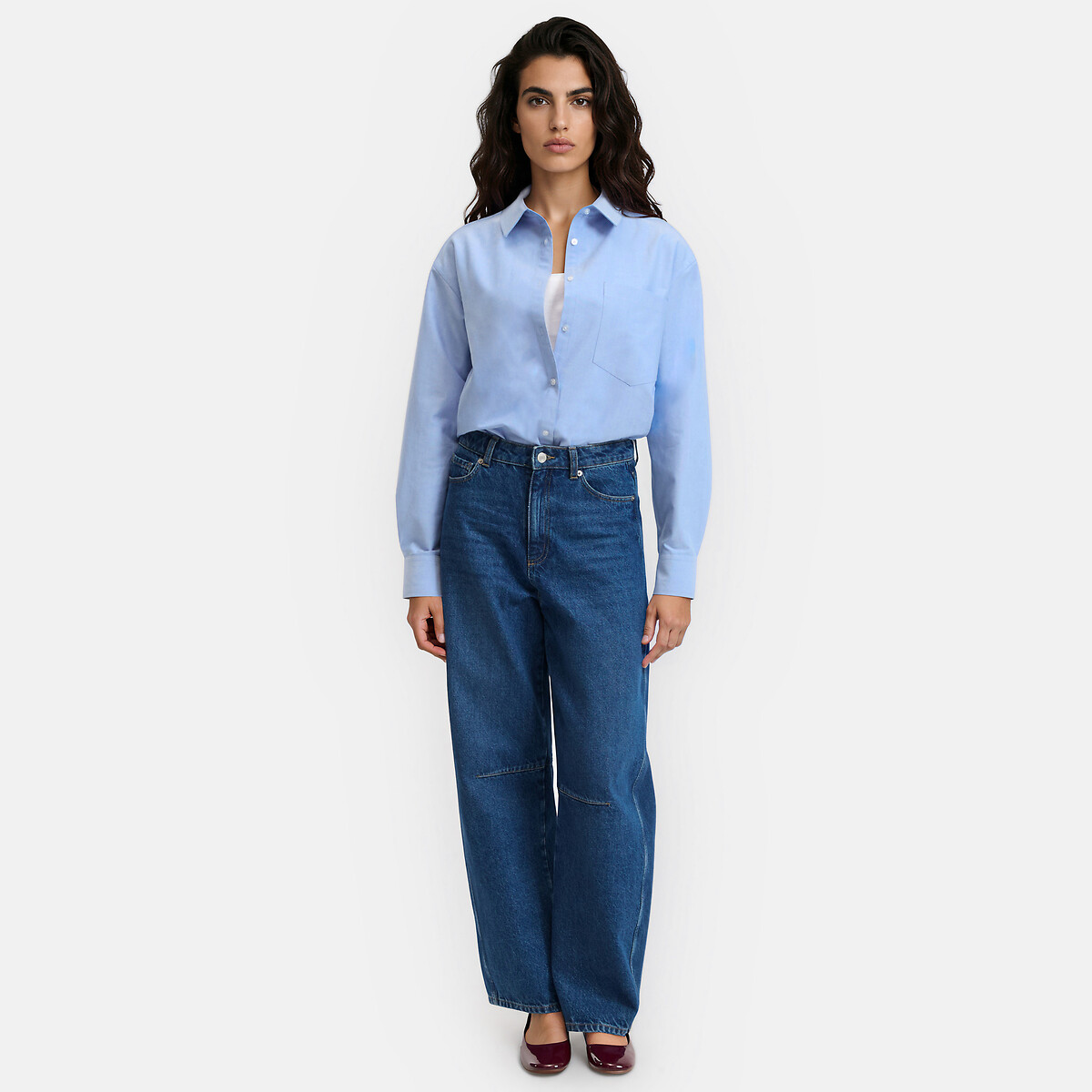 Signatures Marlene Cotton Shirt in Loose Fit blue, LA REDOUTE COLLECTIONS