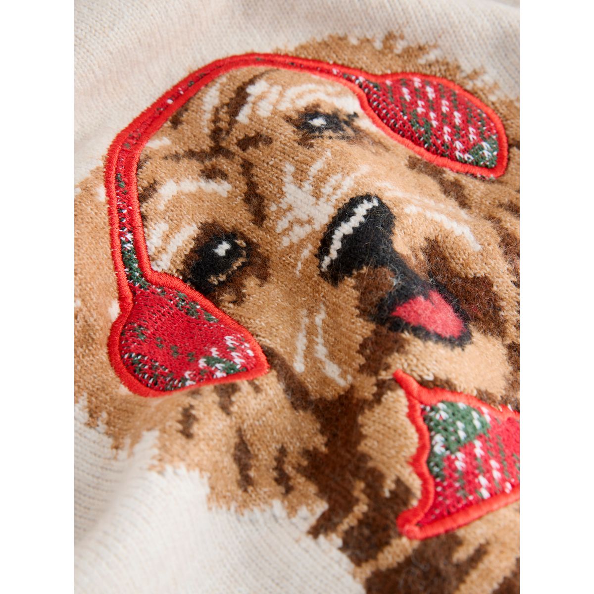 Pull motif chien tartan crème, NEXT