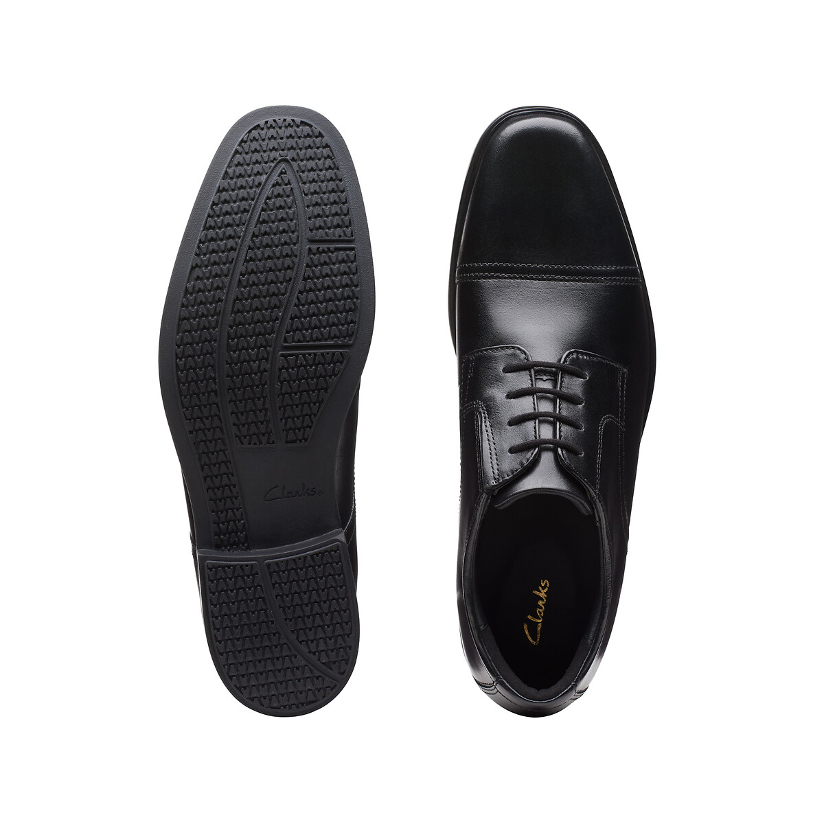 Chaussures richelieu en cuir Howard Cap noir, CLARKS