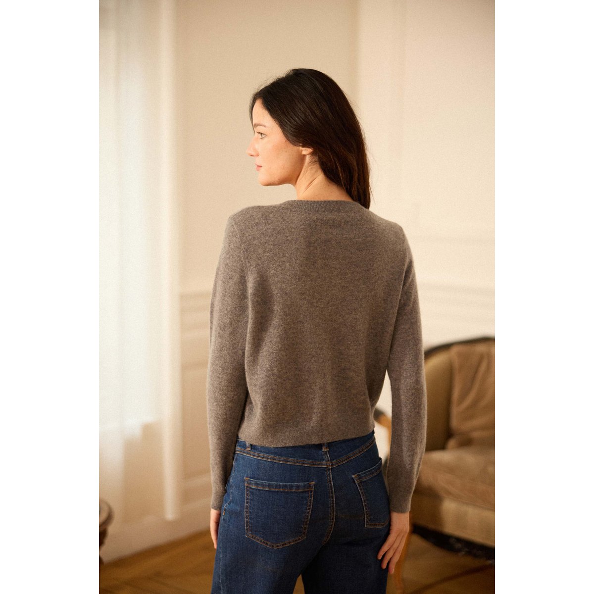 Gilet col rond uni MISHA gris, LA PETITE ETOILE