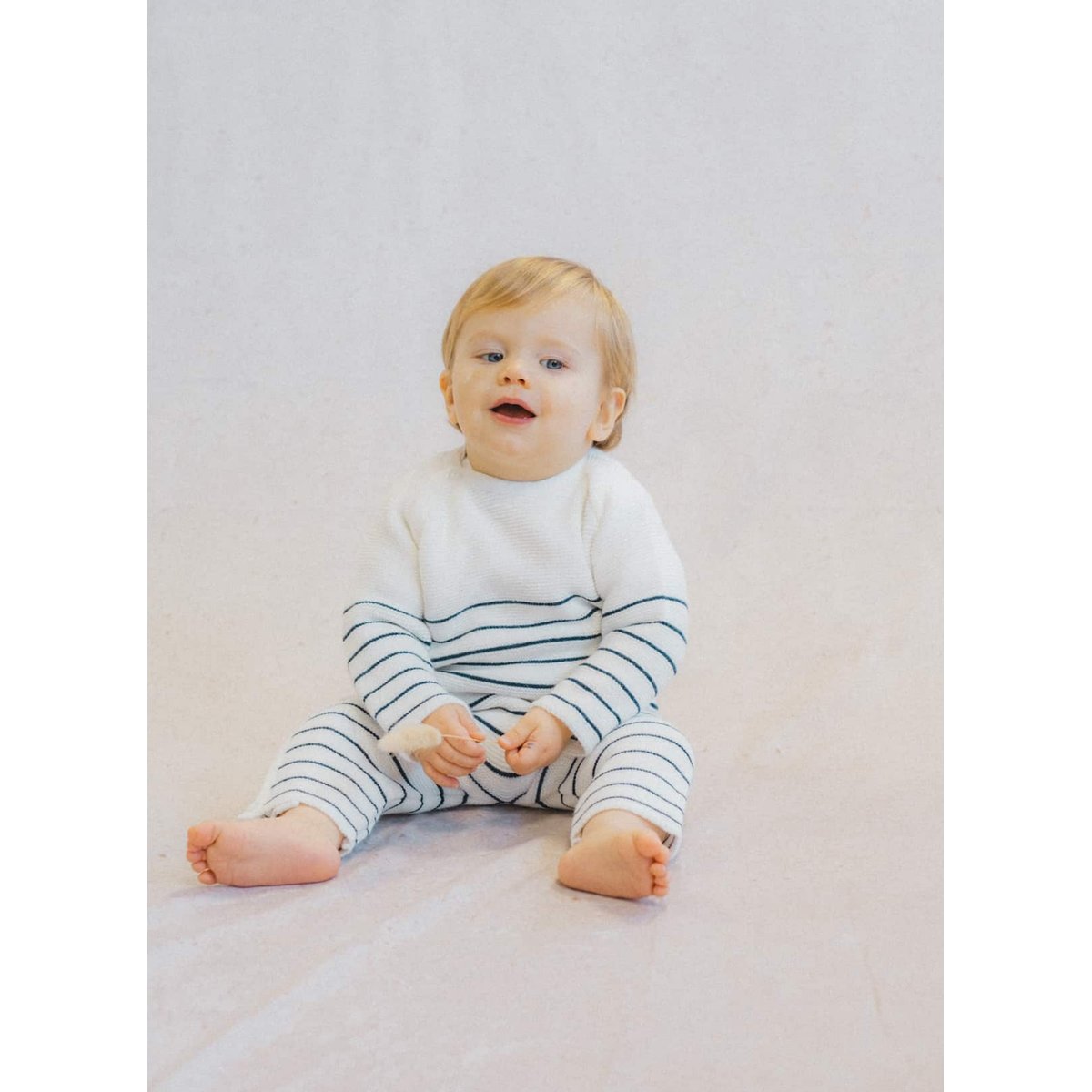 Combinaison bébé marinière marine rayé écru, LA MANUFACTURE DE LAYETTE
