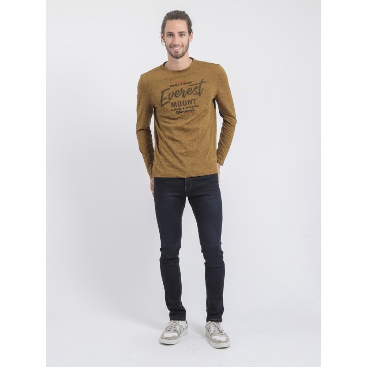 T-shirt Manches Longues Col Rond Pur Coton Jamaclou jaune moutarde, RITCHIE