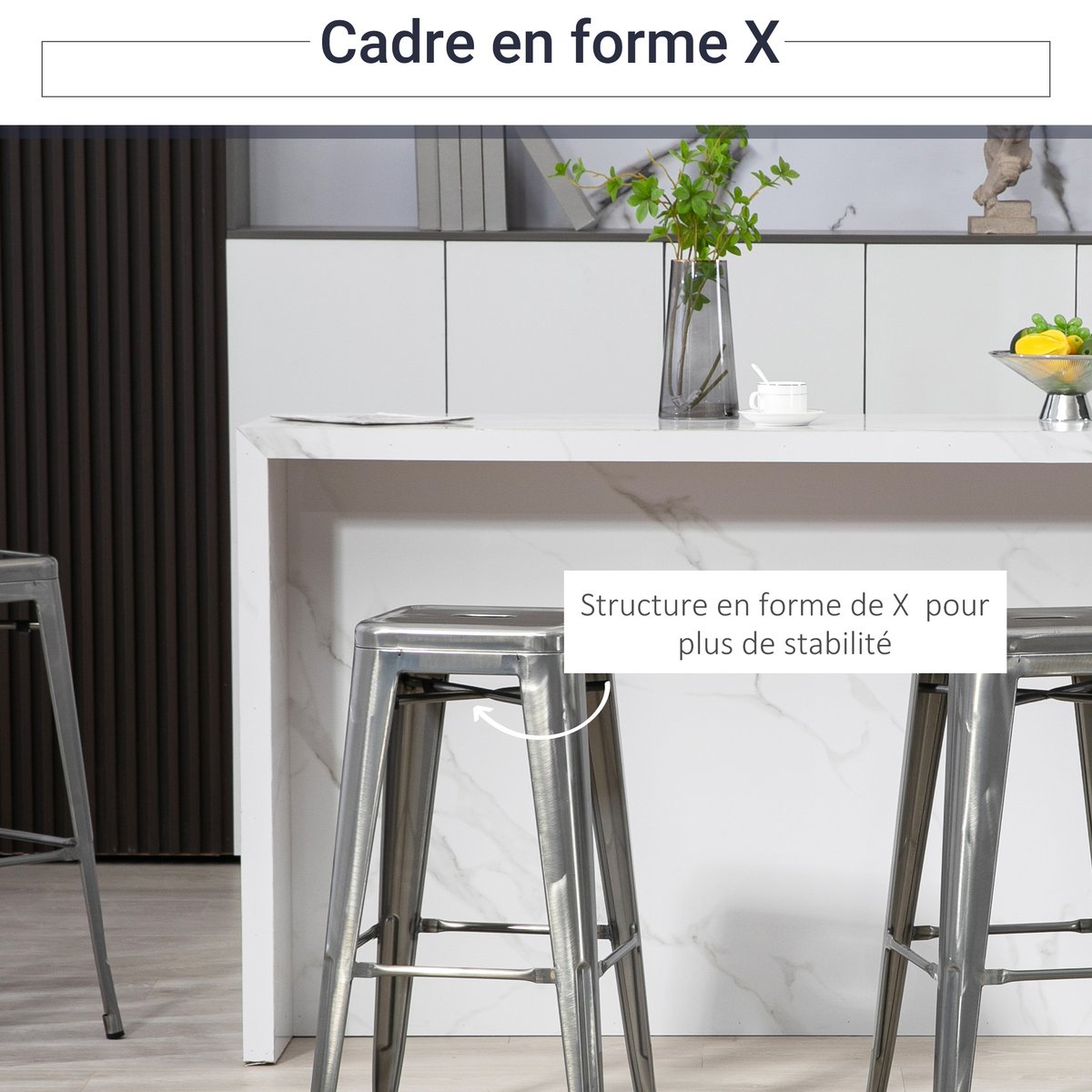 Tabouret de bar Acier Argent argent, HOMCOM