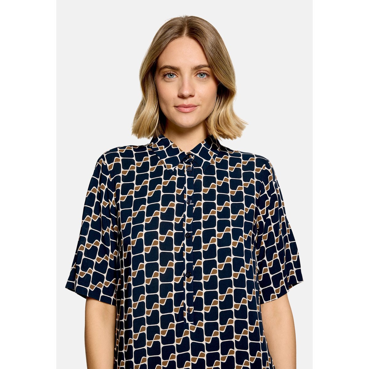 Robe-chemisier à impression dark blue/brown, BETTY BARCLAY