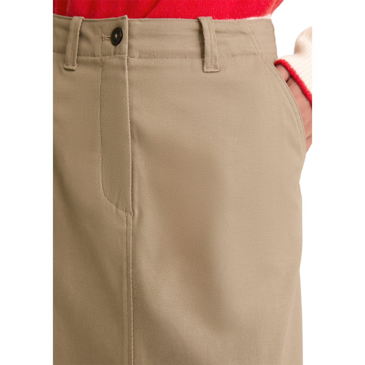 Jupe midi A-Shape en Organic Cotton-Lyocell stretch marron, MARC O'POLO